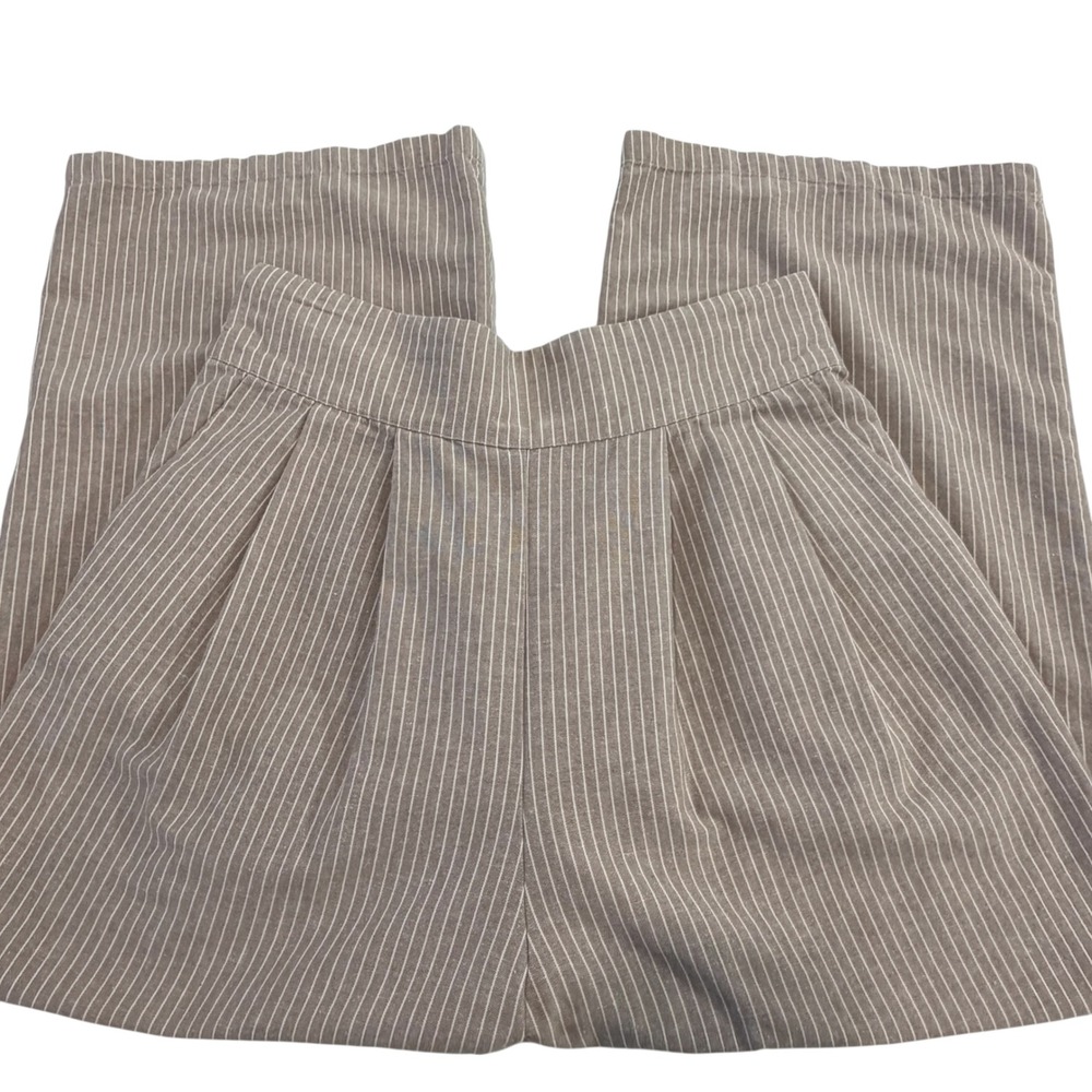 Kourt Womens Pinstripe Wide Leg Pleated‎ High Rise Pants Brown White Size M